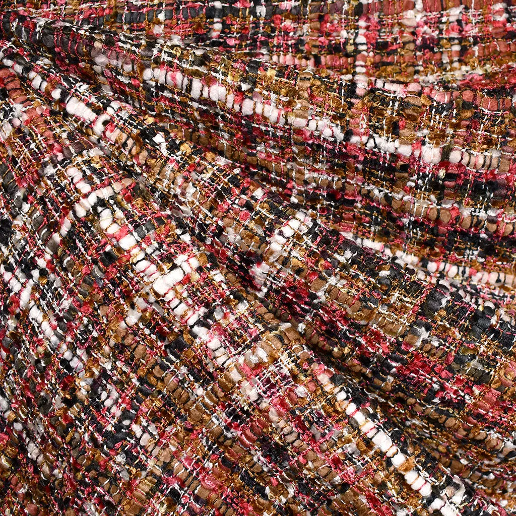 Designer Chunky Silk Blend Tweed Terracotta