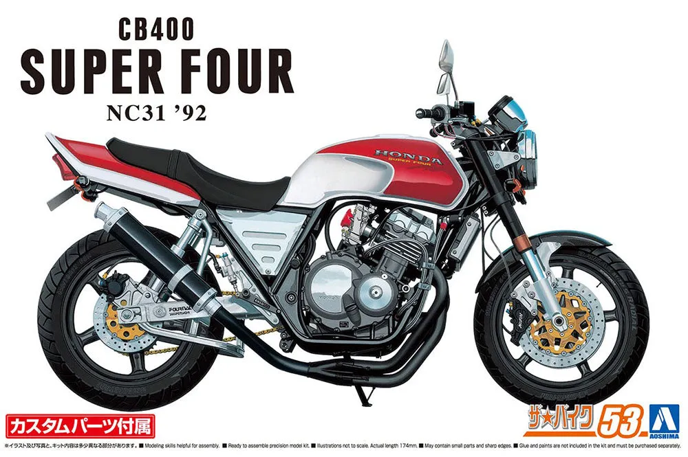 [Pre-order] Aoshima - HONDA NC31 CB400 SUPER FOUR '92 with CUSTOM PARTS 1/12 Scale Plastic Model Kit Aoshima