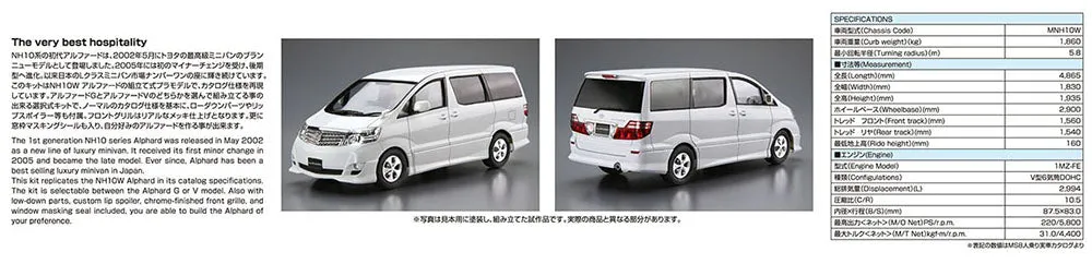 [Pre-order] None - TOYOTA NH10W ALPHARD G/V MS/AS '05 1/24 Scale Plastic Model Kit Aoshima