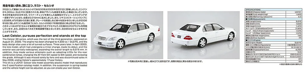 [Pre-order] None - TOYOTA UCF31 CELSIOR '05 1/24 Plastic Model Kit Aoshima