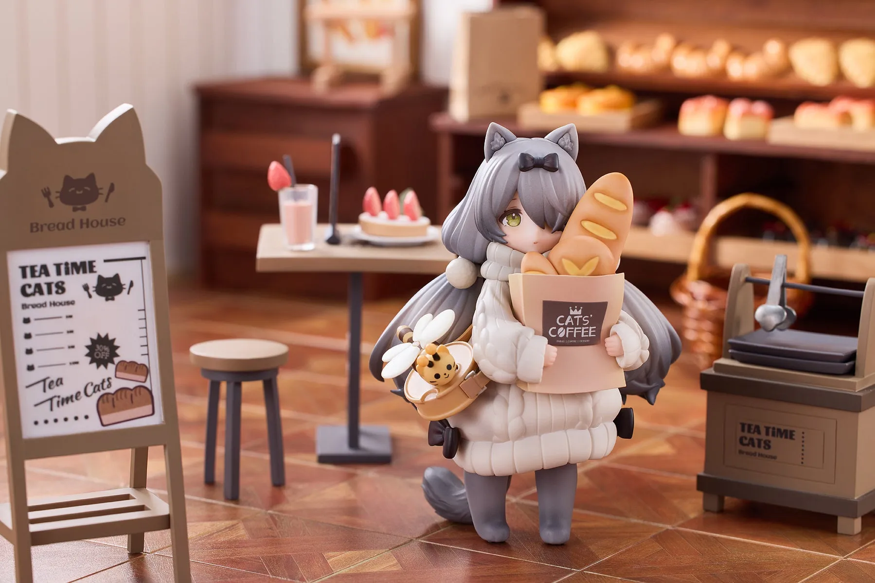 [Pre-order] Original Character - Tea Time Cats DLC Series Meow Town Bakery Shop Assistant & Customer Cat Mini Figure RIBOSE