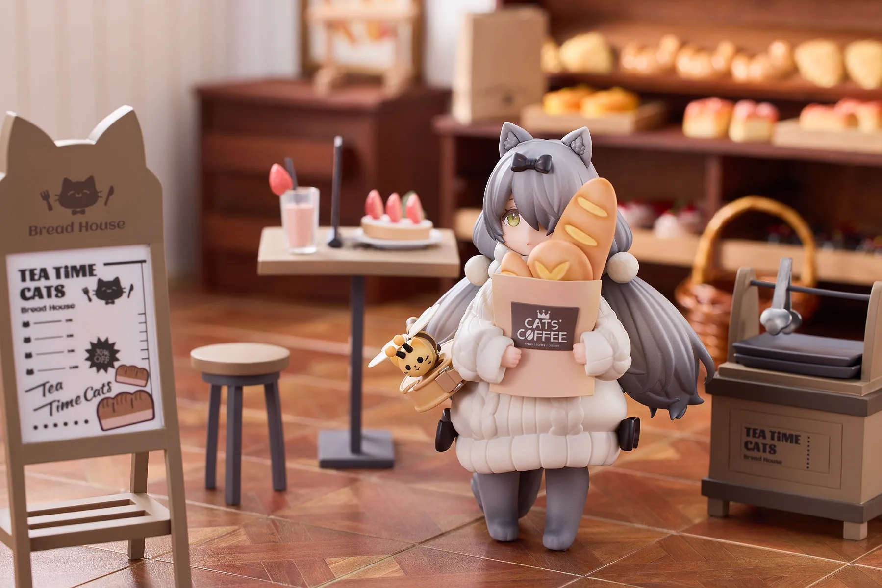 [Pre-order] Original Character - Tea Time Cats DLC Series Meow Town Bakery Shop Assistant & Customer Cat Mini Figure RIBOSE