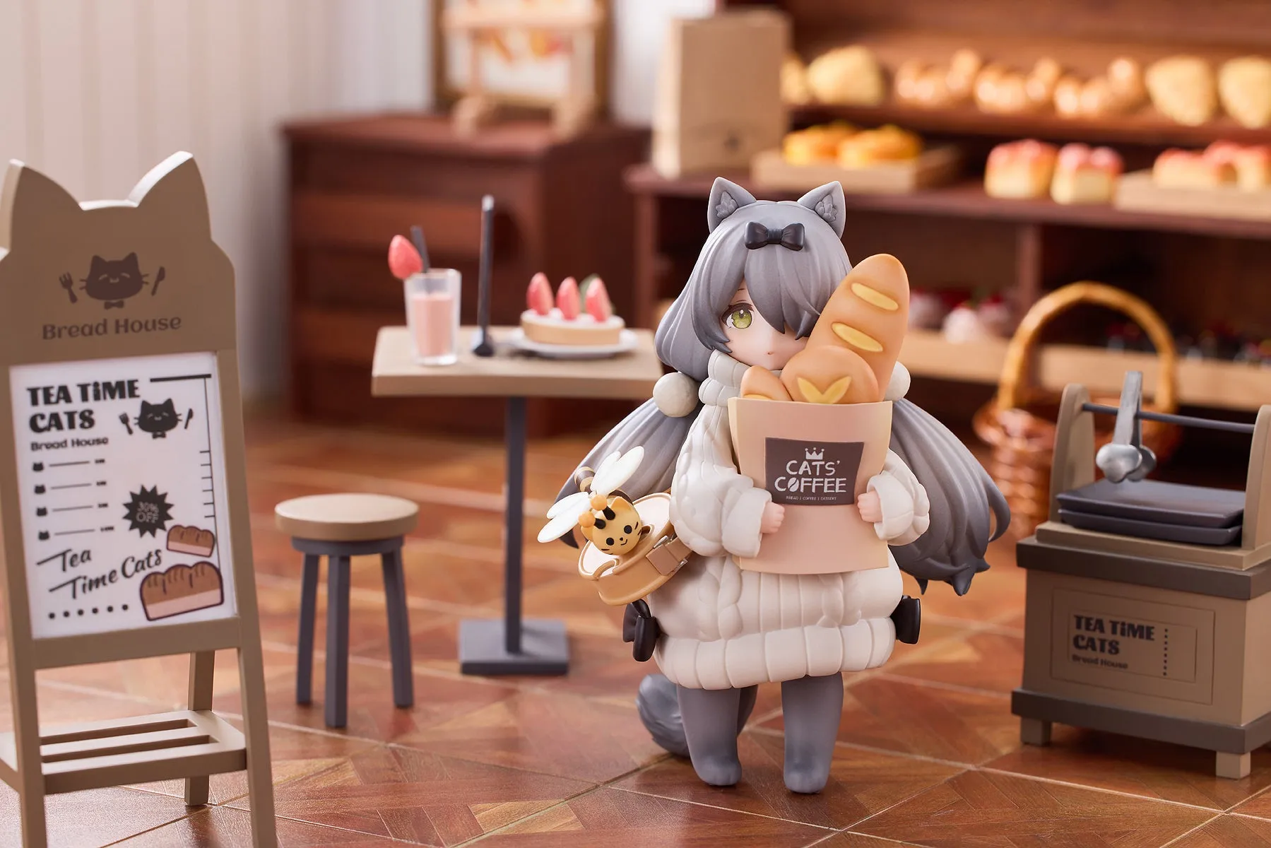 [Pre-order] Original Character - Tea Time Cats DLC Series Meow Town Bakery Shop Assistant & Customer Cat Mini Figure RIBOSE